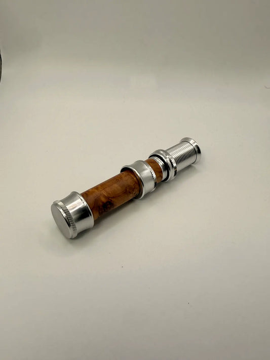 Burled Wood Insert Black and Aluminum Reel Seat
